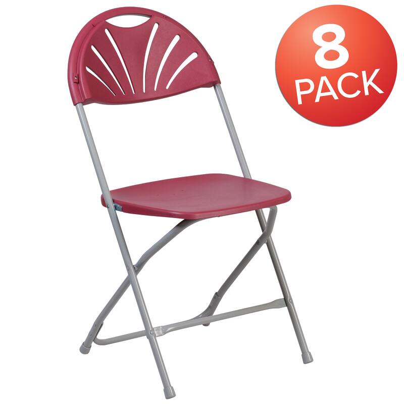 8 Pack 650 lb. Capacity Plastic Fan Back Folding Chair
