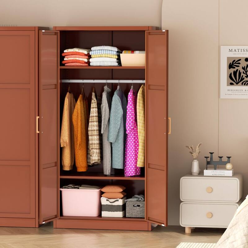 Modern Metal Lockable Wardrobe Armoire Storage Cabinet