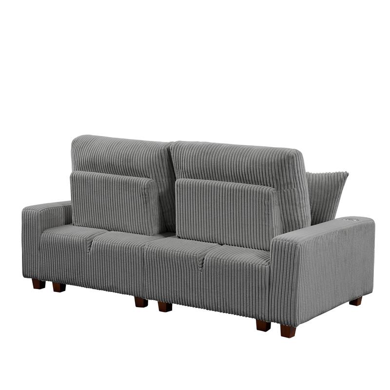 74'' Wide Upholstered Chaise Lounge Loveseat with Adjustable Backrest