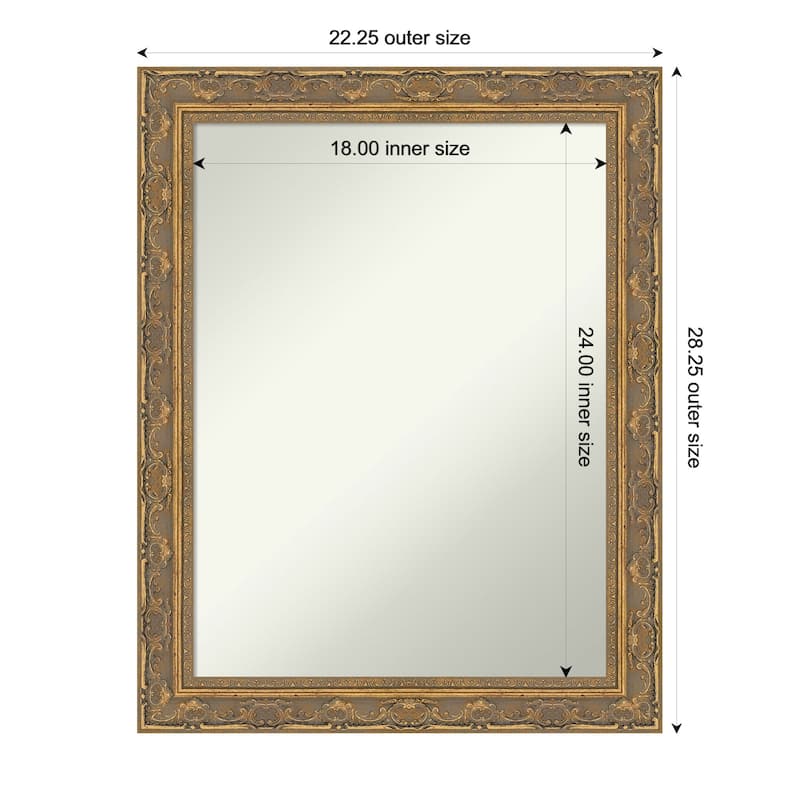 Filigree Non-Beveled Framed Bathroom Vanity Wall Mirror - 22 x 28 in - Filigree Gold
