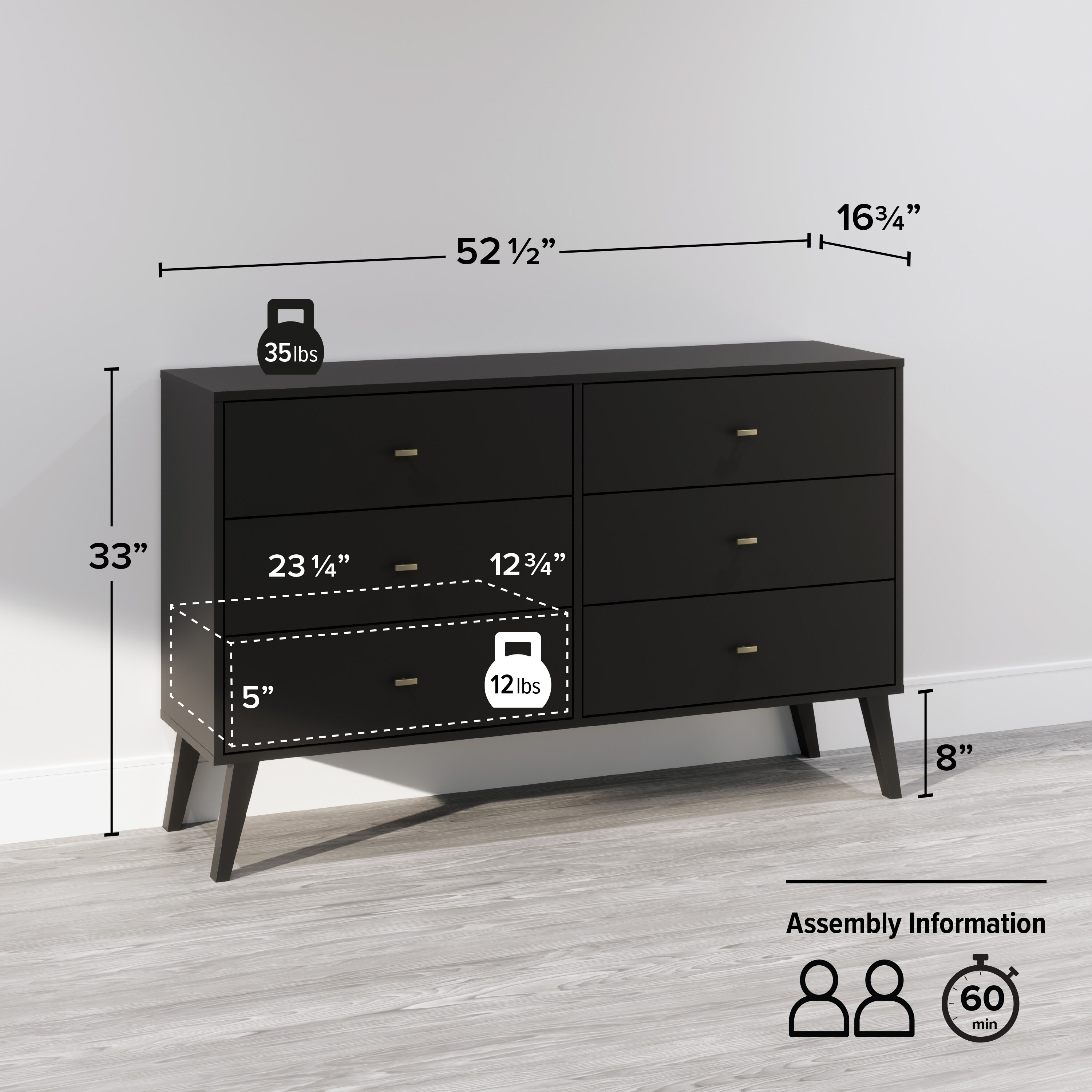 prepac milo mid century modern 6 drawer double dresser Prepac Milo Mid-Century Modern 6 Drawer Double Dresser for Bedroom, Chest of Drawers, Contemporary Bedroom Furniture - On Sale - Bed Bath & Beyond