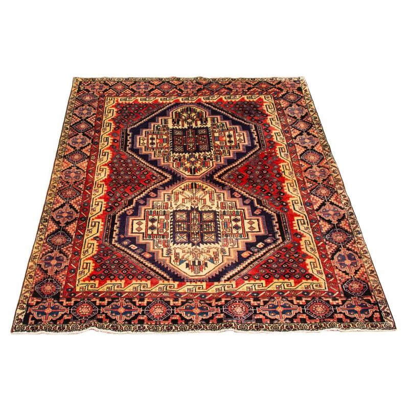 Andelz Navy, Red Rug 4'7" x 6'11" - 5'3 x 7'1