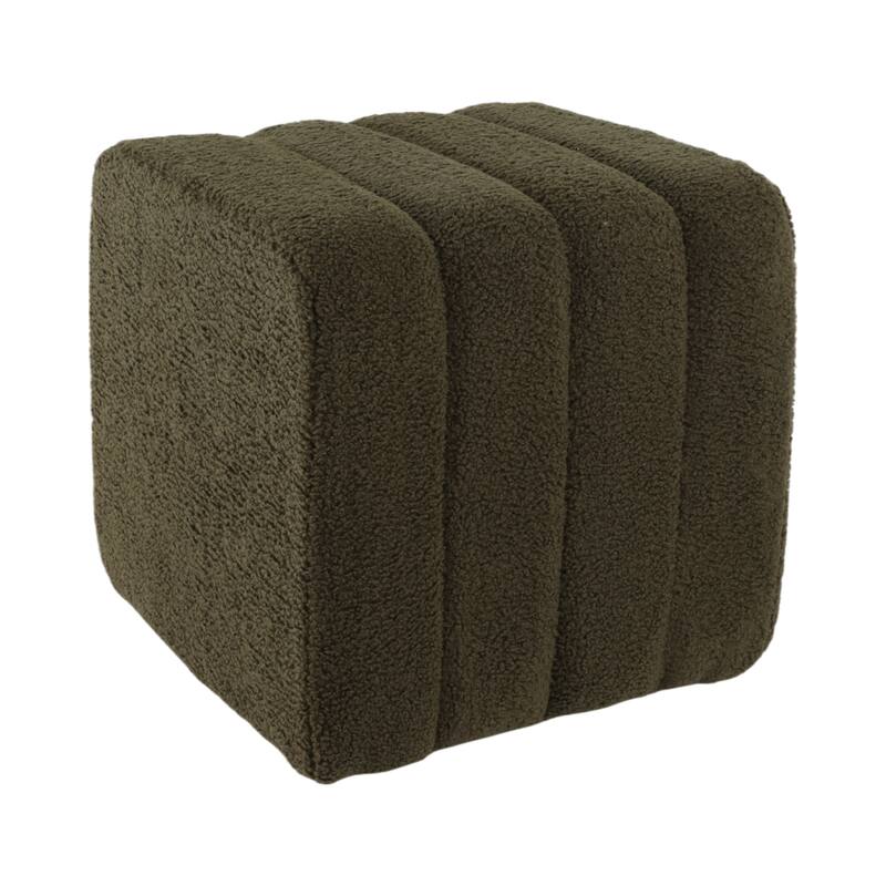 Modern Ottoman with Channel-Tufted Design - Upholstered Accent Cube