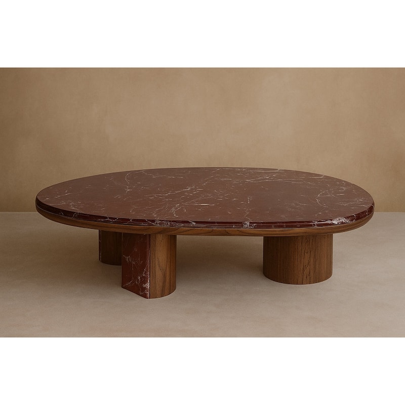 Canyon Marble Coffee Table - Burgundy