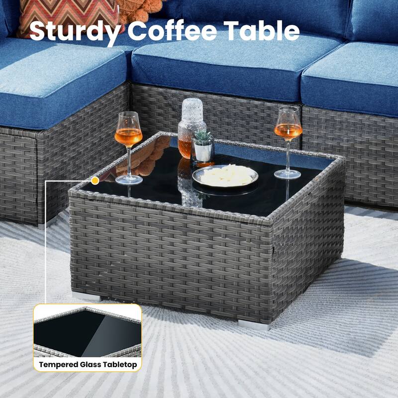 XIZZI 6-Piece Patio Furniture Set Outdoor Sectional with Fire Table