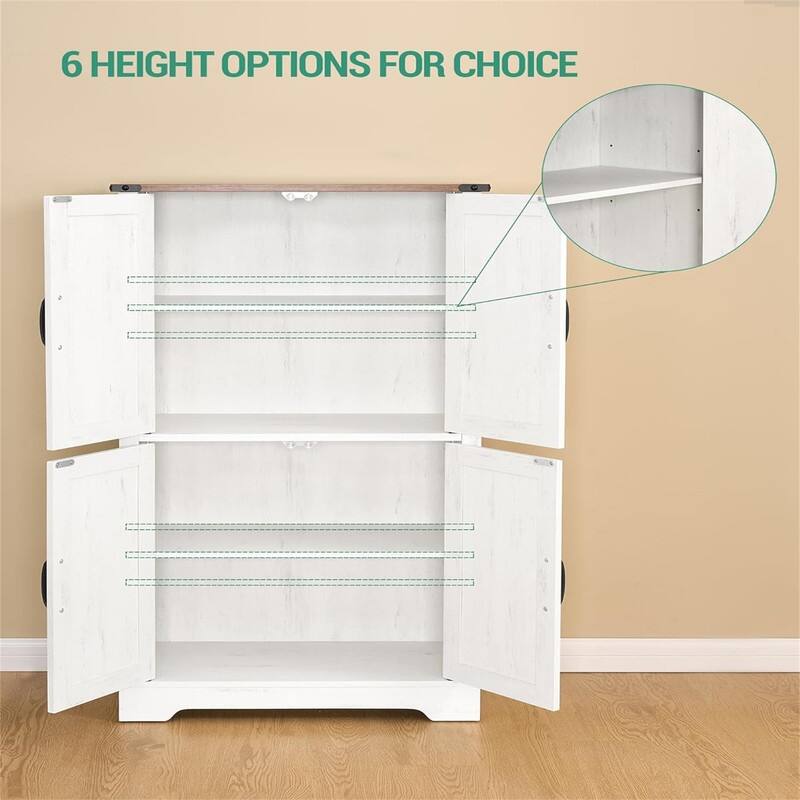 Freestanding Cabinet with 4 Door, 2 Adjustable Shelves - 11.8"D x 23.6"W x 43.3"H