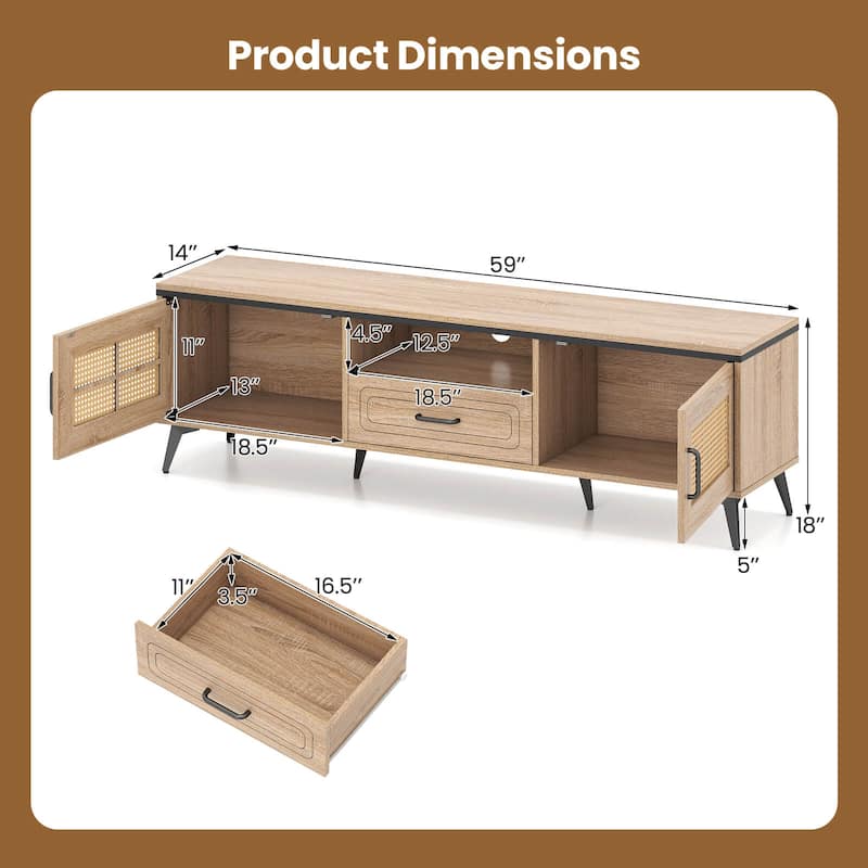 Costway Boho TV Stand for 65 Inch TVs Modern Entertainment Center with - See Details
