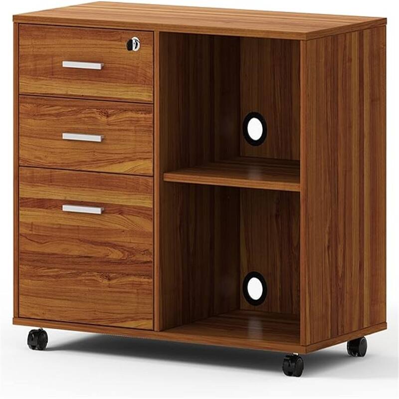 Wood Filing Cabinet - 15.75"D x 31.69"W x 26.29"H - Teak