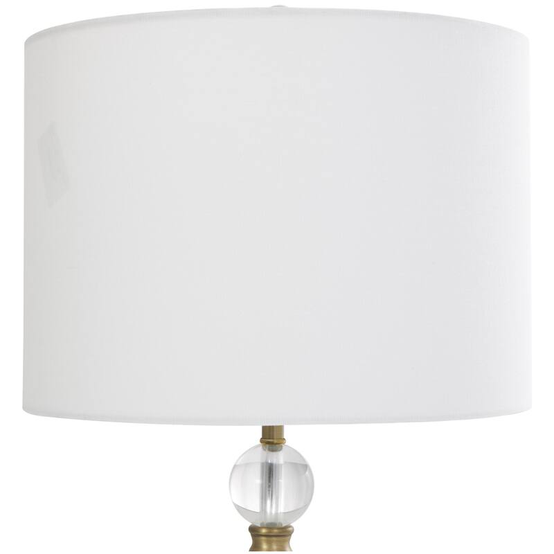 Gold Metal Inverted Cone Shaped Room Accent Lamp with Glass Ball Accent and Square Base