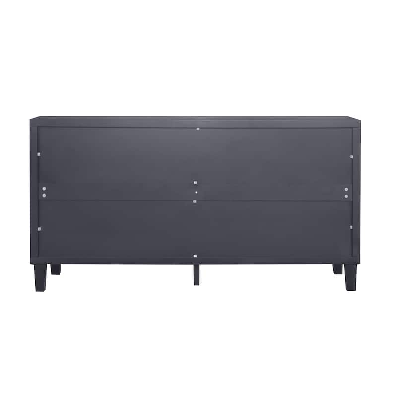 60-in Modern Matte Black 4 Door Wooden Sideboard Buffet Server Accent Storage Cabinet