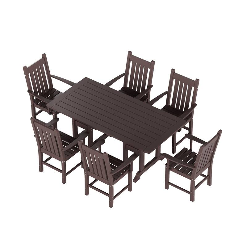 Laguna Hdpe All Weather Outdoor Patio Dining Set with Rectangle Table, Arm Chairs (7-Piece Set)