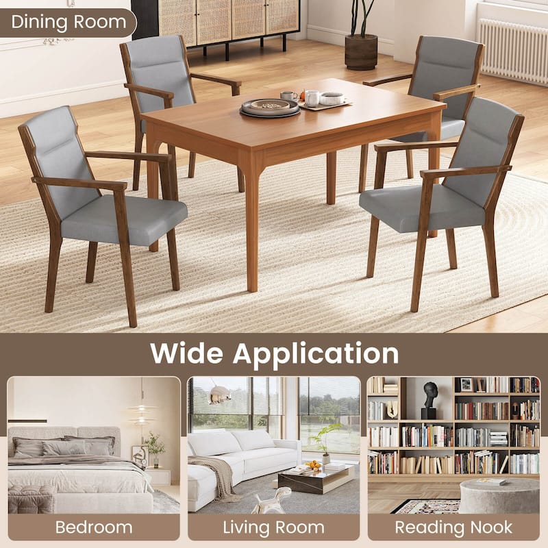 Costway 2/4 PCS Mid-Century Modern Dining Chairs Upholstered Wooden