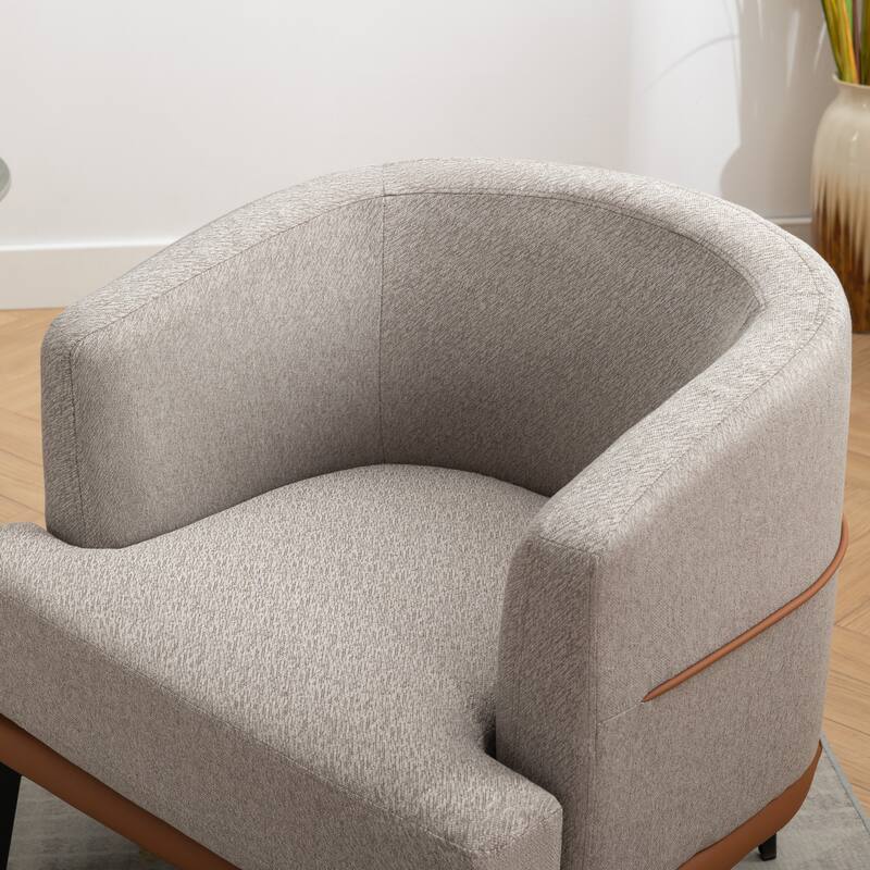 Modern 28.9" Two-tone Barrel Fabric Chair with Broad and Thick Cushion and Sturdy Metal Legs for Living Room