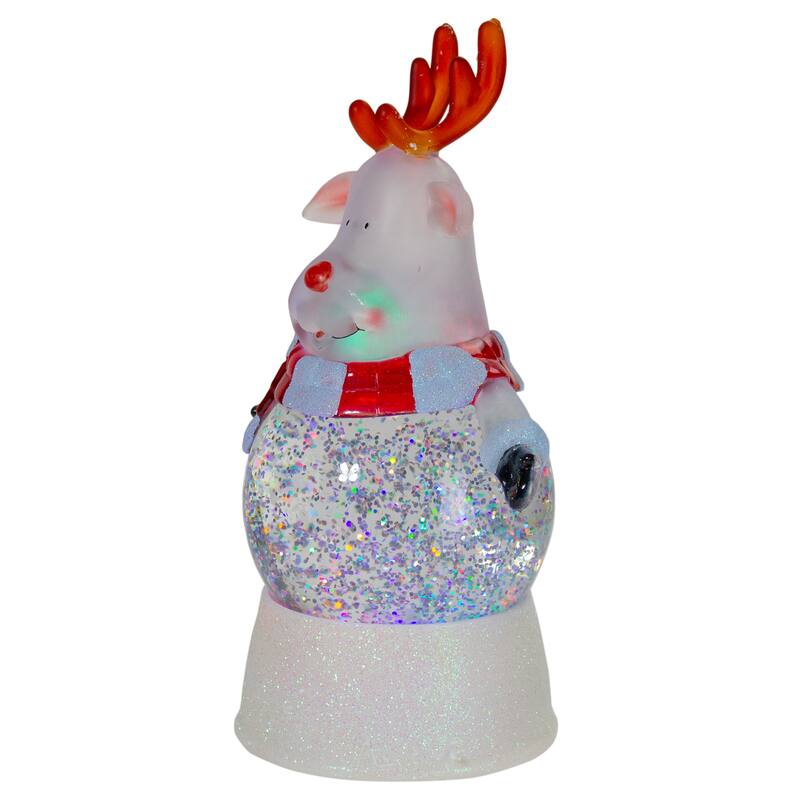 8" LED Lighted Color Changing Reindeer Christmas Snow Globe