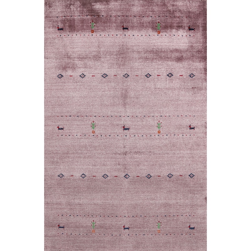 Little Animals Gabbeh Indian Rug Hand-Knotted Wool Carpet - 3'11" x 5'9"