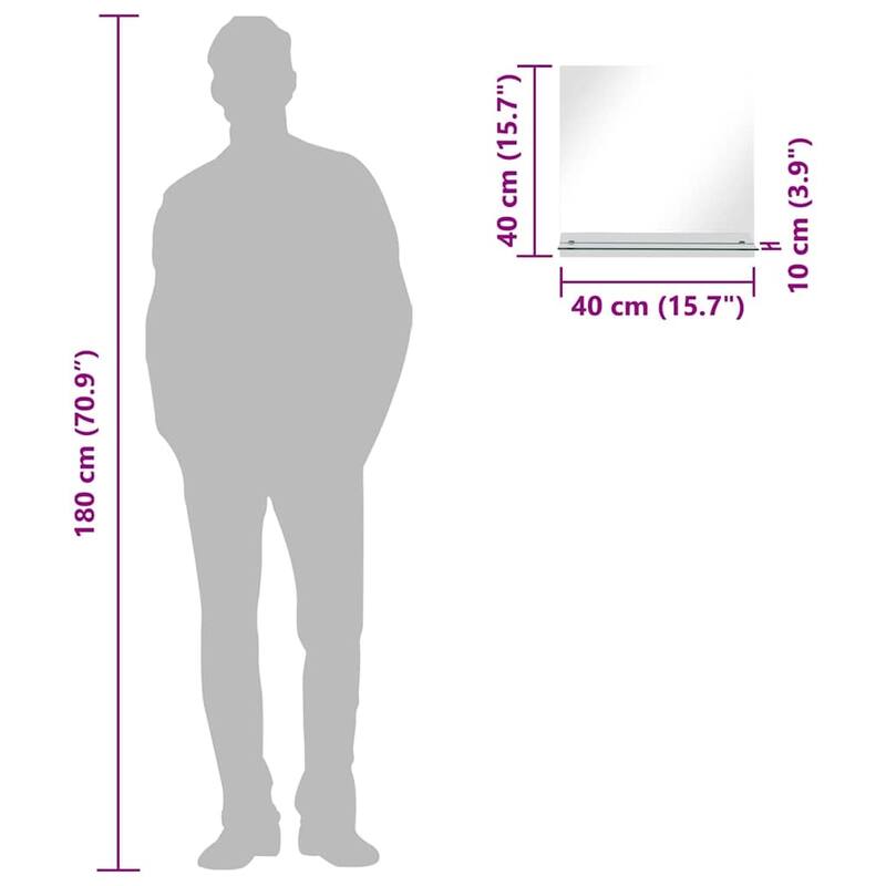 vidaXL Wall Mirror with Shelf Decoration Make Up Cosmetic Mirror Tempered Glass