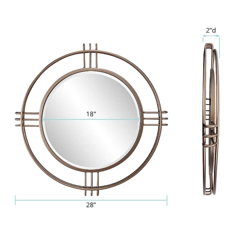 Allan Andrews Round Bronze Wall Mirror with Vintage Metal Frame - 28" x 28"