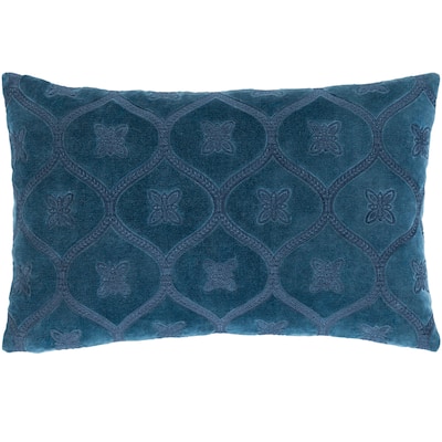 Talan Velvet Damask Embroidered Lumbar Throw Pillow