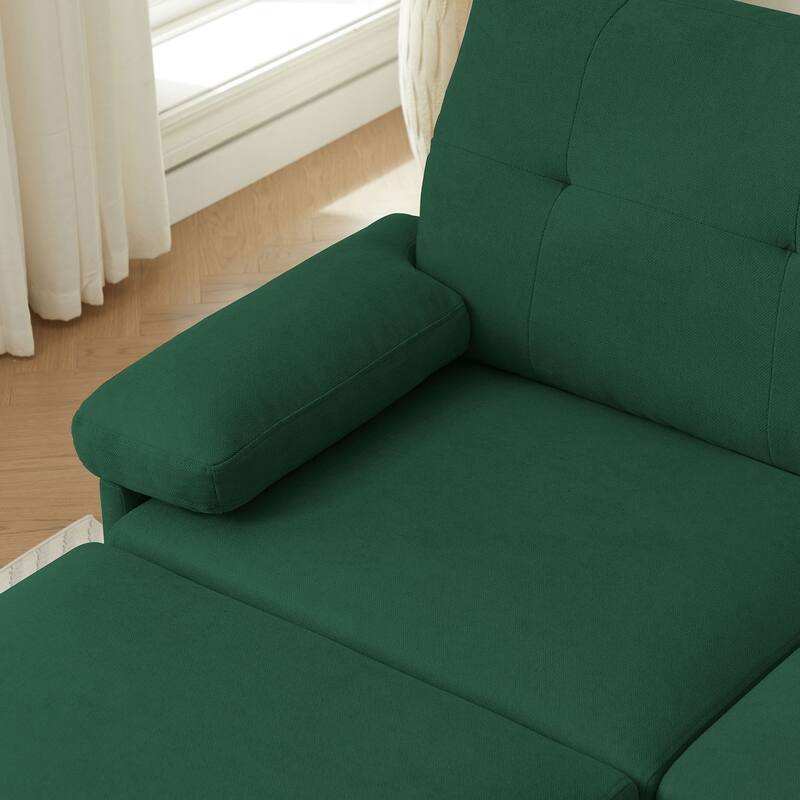 84.45" Wide Sectional Sofa with Ottoman & Side Storage Bags