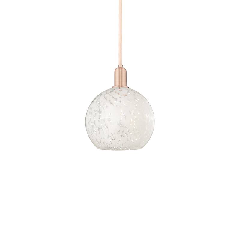 Innovations Lighting 716-1S-13-10 White Mouchette Pendant White - Antique Copper / White Mouchette