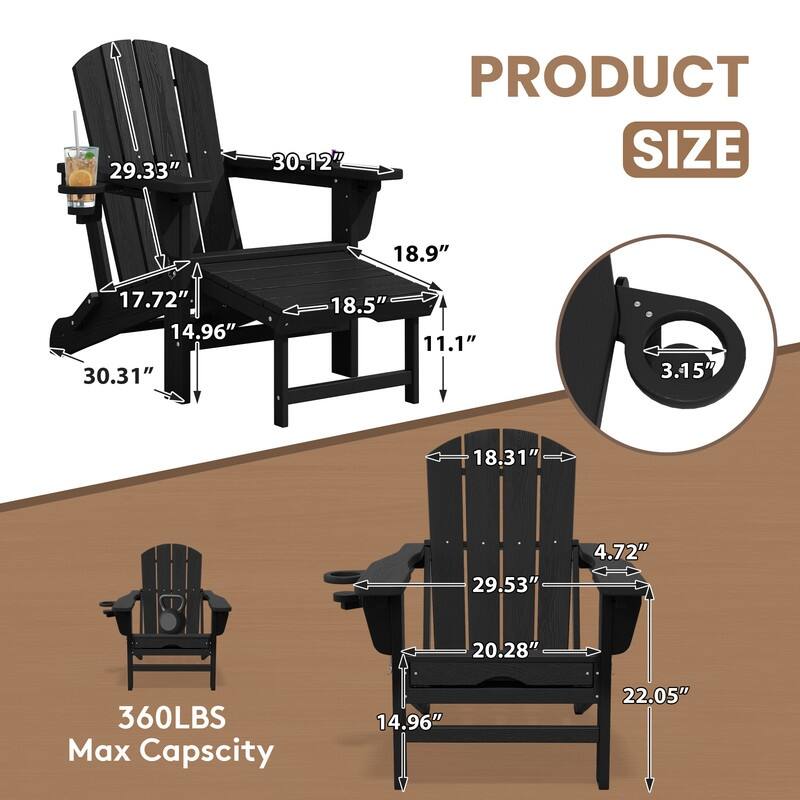 Folding Outdoor Chair with 3-Position Reclining Backrest & Telescoping Footrest
