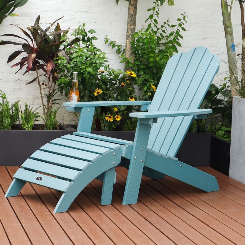 Adirondack Ottoman Footstool All-Weather and Fade-Resistant Plastic Wood for Outdoor Patio