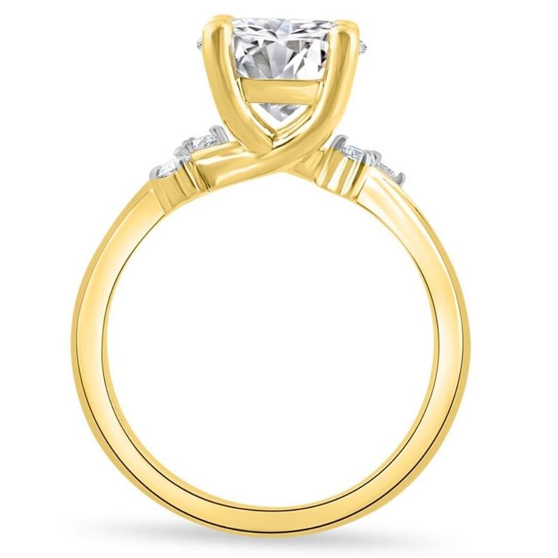 2 5/8Ct Moissanite & Diamond Twist Engagement Ring in Yellow Gold