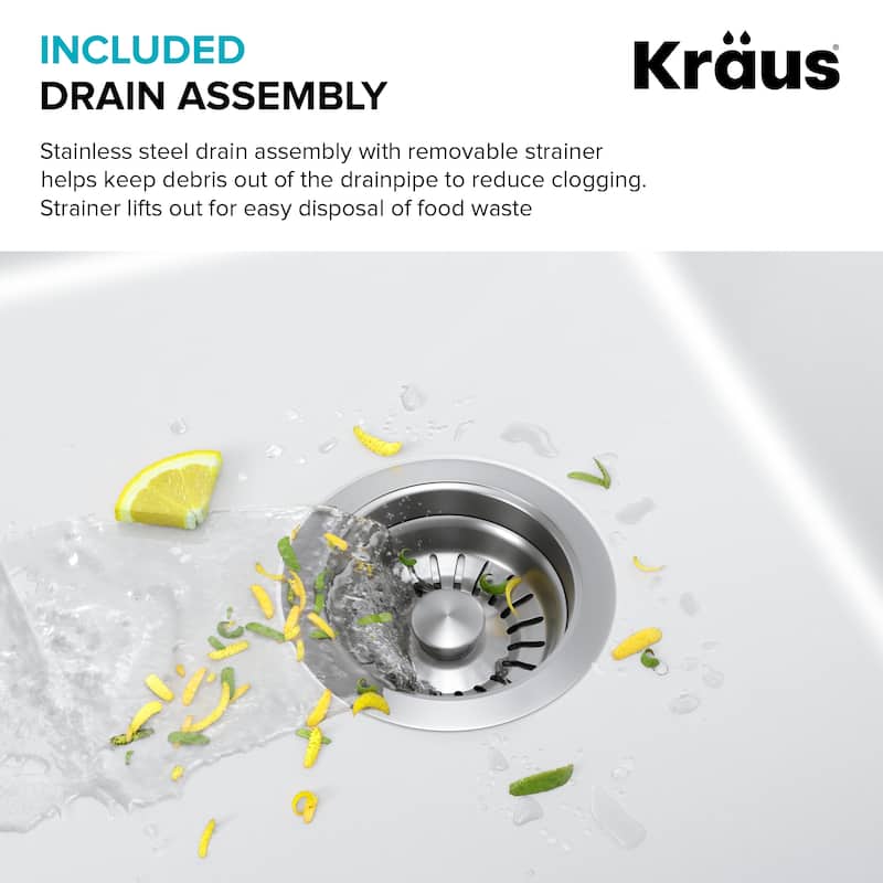 KRAUS Forteza Granite 33 inch 50/50 Undermount Drop-in Kitchen Sink
