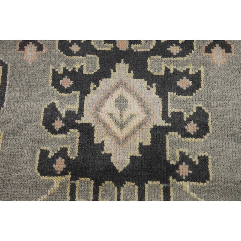Gray Oushak Indian Area Rug Handmade Geometric Wool Carpet - 8'4" x 11'10"