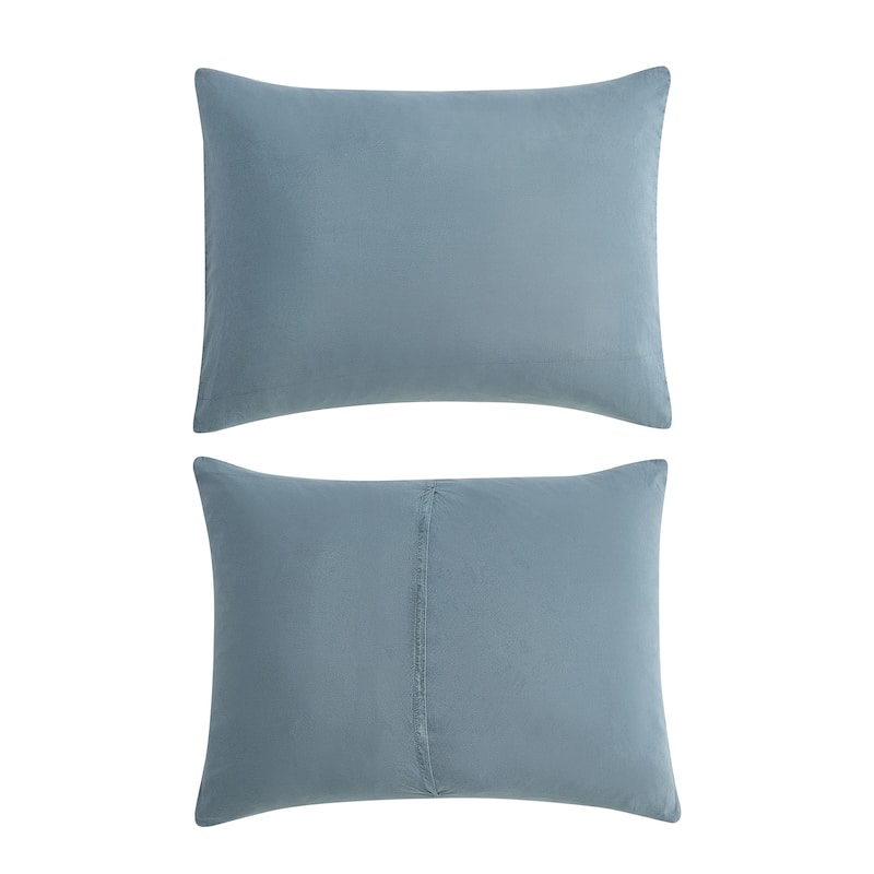 Kenneth Cole Reaction Solid Cotton Blue Reversible Bonus Comforter Set