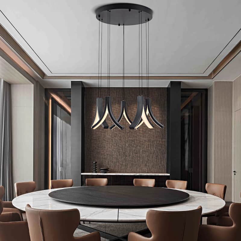 5-Light LED Chandelier Black Chandelier - N/A