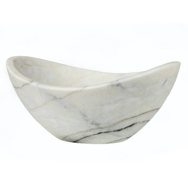 slide 2 of 5, Eden Bath Small Stone Canoe Sink - Honed Guanxi White Marble