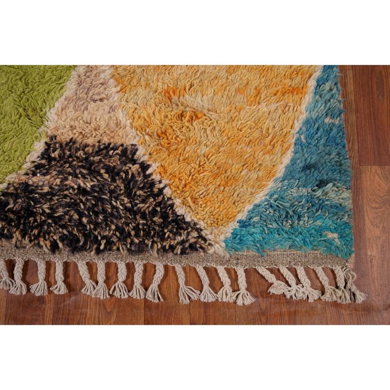 Colorful Trellis Moroccan Area Rug Handmade Wool Carpet - 6'0" x 9'3"