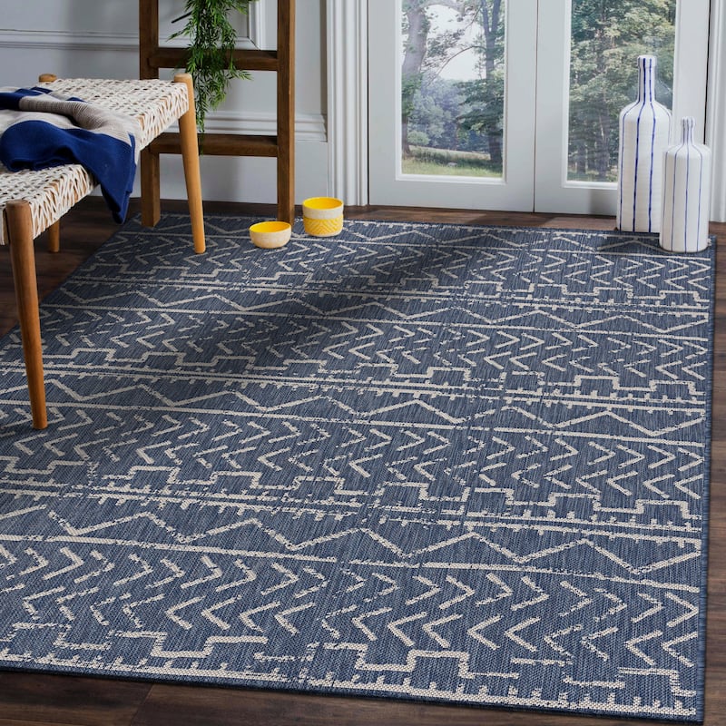 Beverly Rug Blue Trellis Indoor Outdoor Area Rug - 10X14