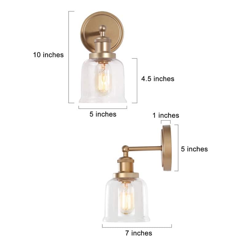 Modern Gold Dimmable LED Bathroom Mirror Vanity Lights Cylinder Glass Wall Sconce