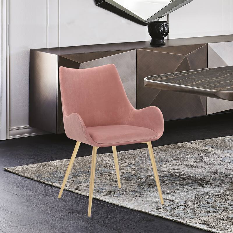 Avery Upholstered Dining Chair with Gold Legs - Pink