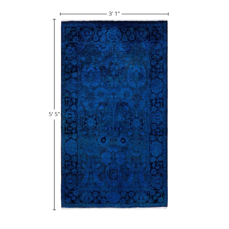 Fine Vibrance One-of-a-Kind Hand-Knotted Area Rug - Blue, 3' 1" x 5' 5" - 3' 1" x 5' 5"