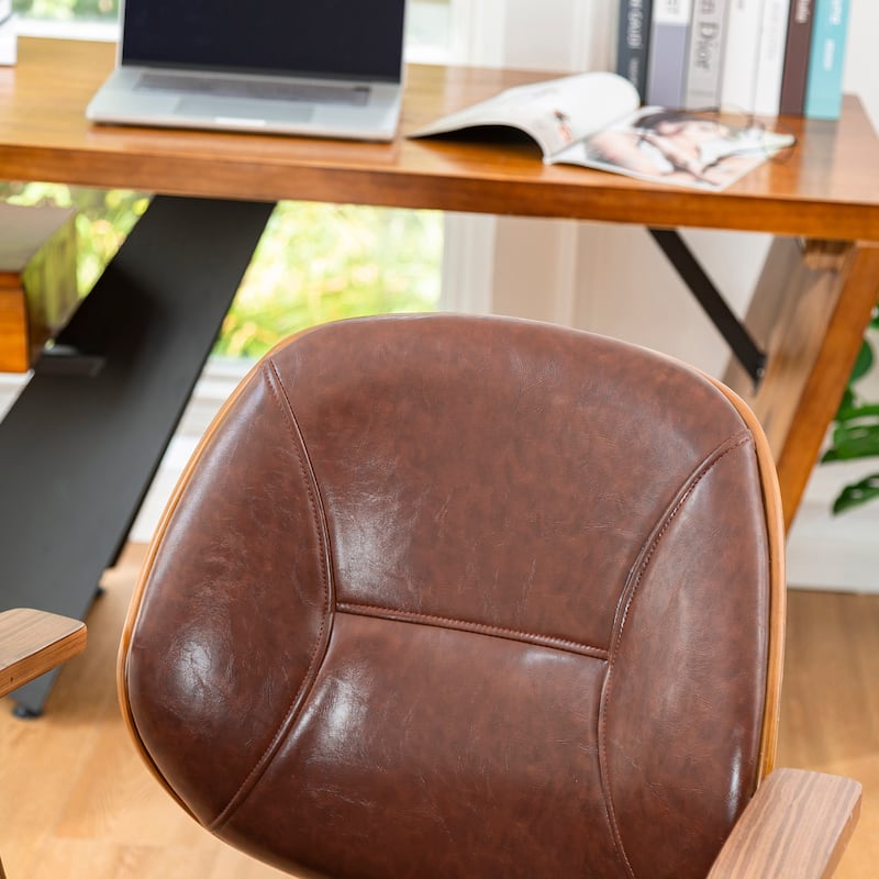 Glitzhome Modern Ergonomic Faux Leather Gaslift Adjustable Swivel Office Task Chair