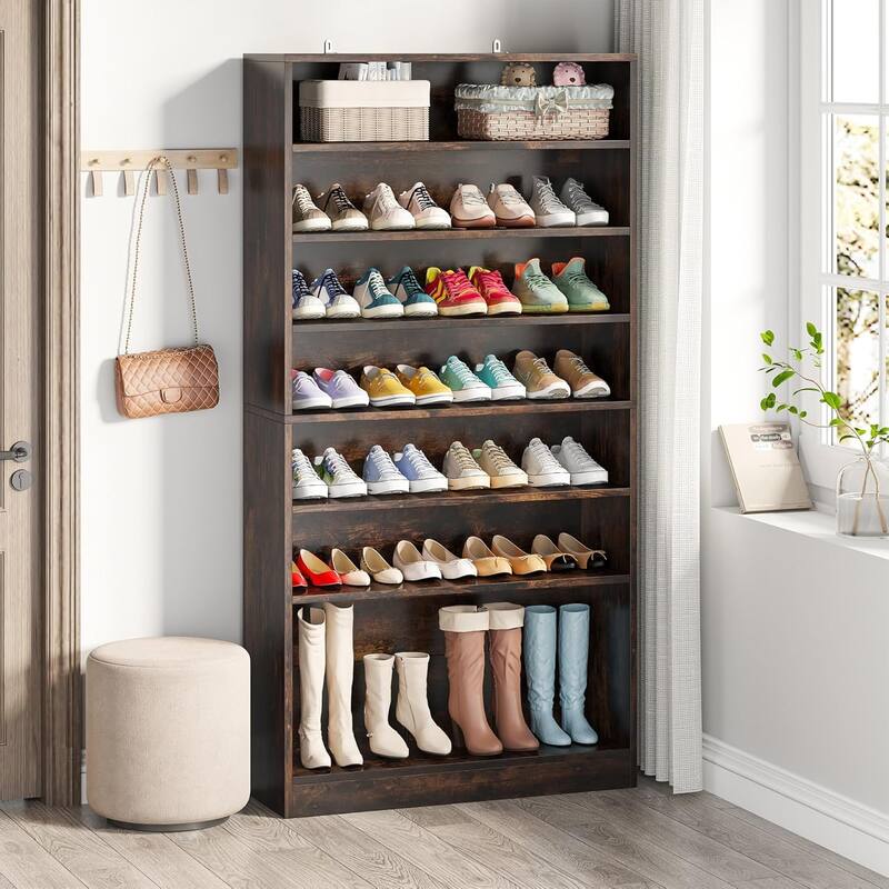 9 Tiers 40-45 Pairs Heavy Duty Wood Freestanding Shoe Storage Cabinet