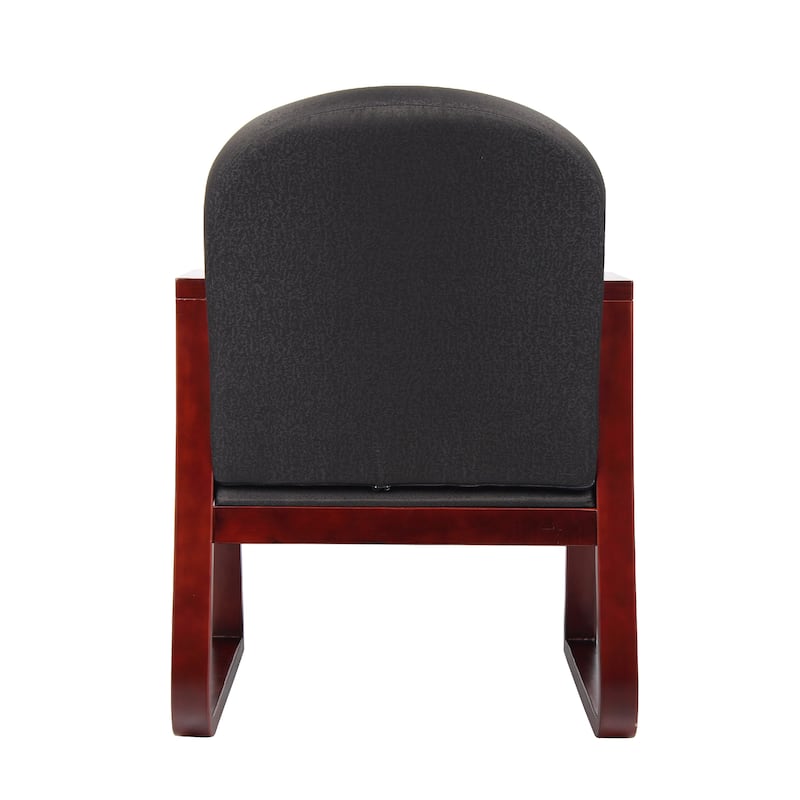 Cain Guest Chair with Molded Mahogany Wood Frame, Black Task Fabric