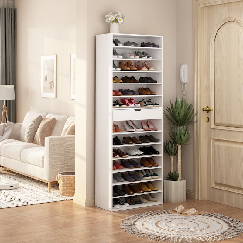 Versatile Storage Solution White Shoe Cabinet for Flats Boots 78.18"H
