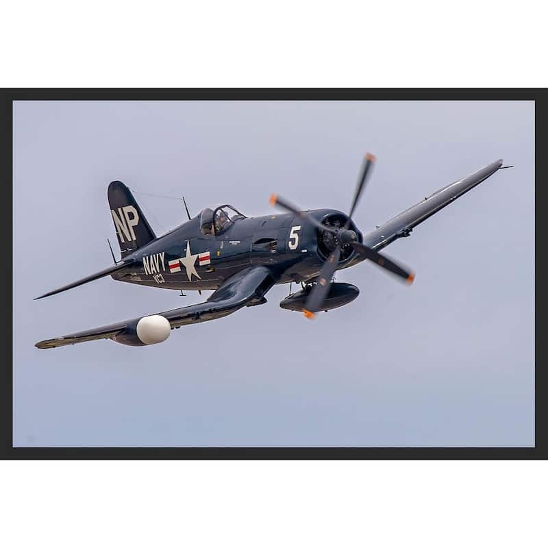 F-44 Military Airplane in Flight Finished Photography by Wayne Collamore Framed Poster - 24 x 36 Inch