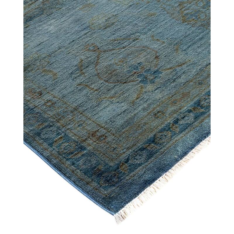 Overton Hand Knotted Wool Vintage Inspired Modern Contemporary Overdyed Gray Area Rug - 9' 2" x 12' 3"