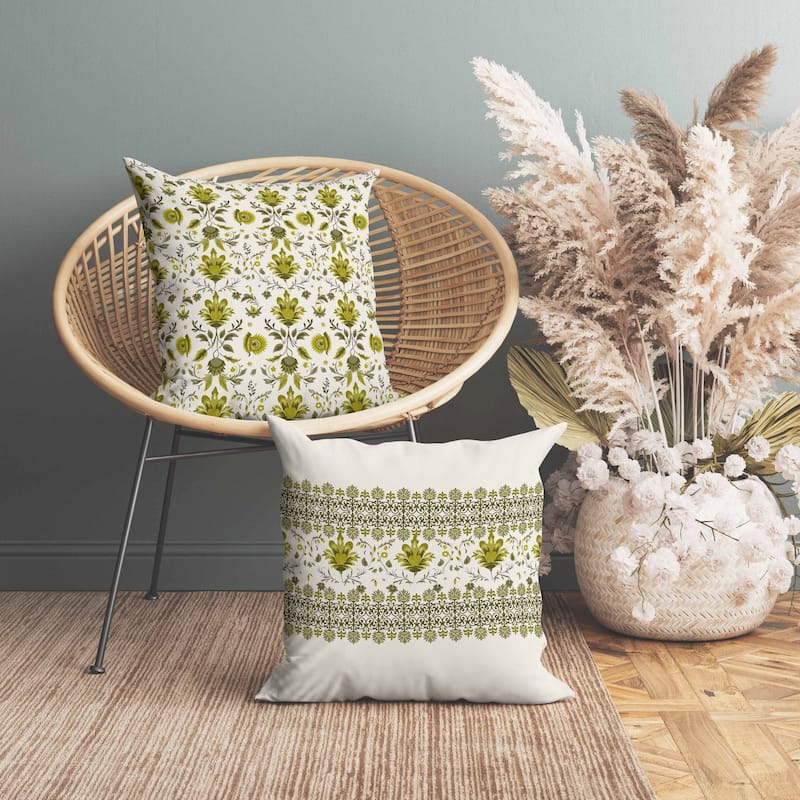 Breezy Botanicals Indoor/Outdoor Reversible Throw Pillow Green