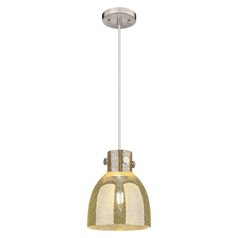 Innovations Lighting Downtown Urban - Newton Bell - 1 Light 8" Cord Hung Pendant - Satin Nickel/Mercury Shade