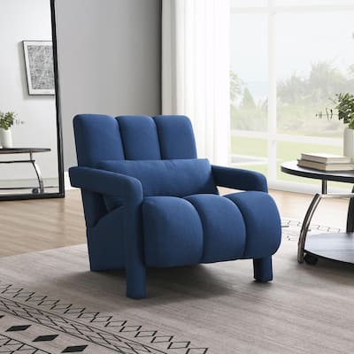 Modern Upholstered Accent Chair - Comfortable Linen Fabric with Pillow