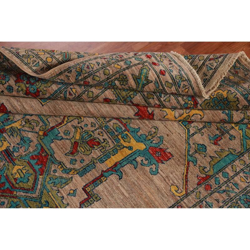 Brown Vegetable Dye Ziegler Oriental Area Rug Hand-Knotted Wool Carpet - 6'10"x 10'5"