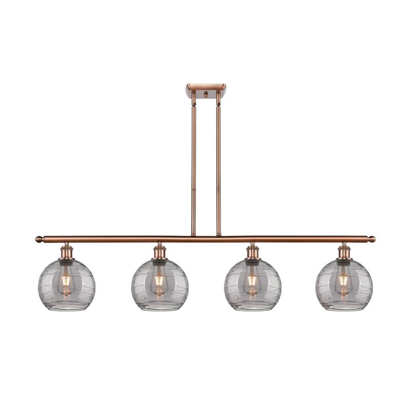 Innovations Lighting 516-4I 10 48 Athens Deco Swirl Chandelier Athens - Antique Copper / Light Smoke Deco Swirl