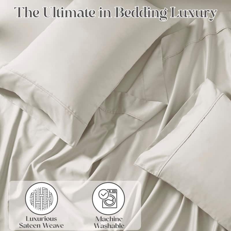 Superior Cotton Blend 1400-1500 Thread Count Solid Deep Pocket Bed Sheet Set