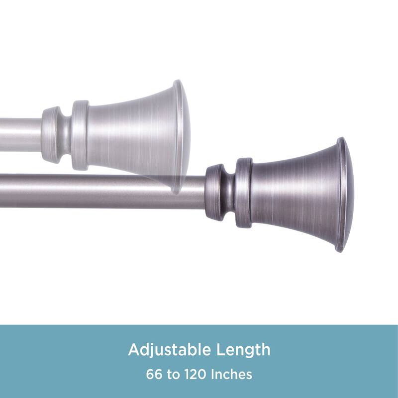 Kenney® Nile 3/4" Standard Decorative Window Curtain Rod, 36-66", Pewter